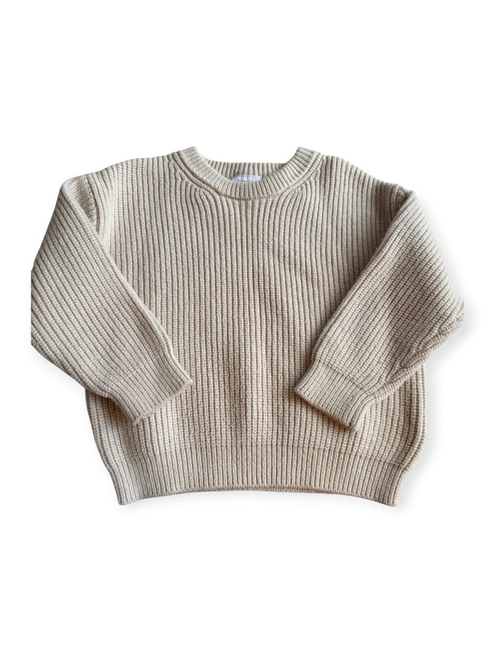 Zara Cream Ribbed Crewneck Sweater